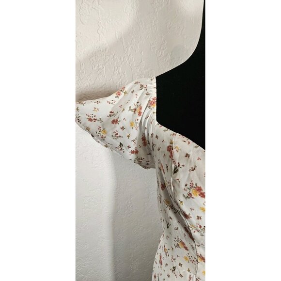 Floral Goddess Coquette Lace Up Boho large Dress Pairie Cottage Coquette Dress - Picture 5 of 6